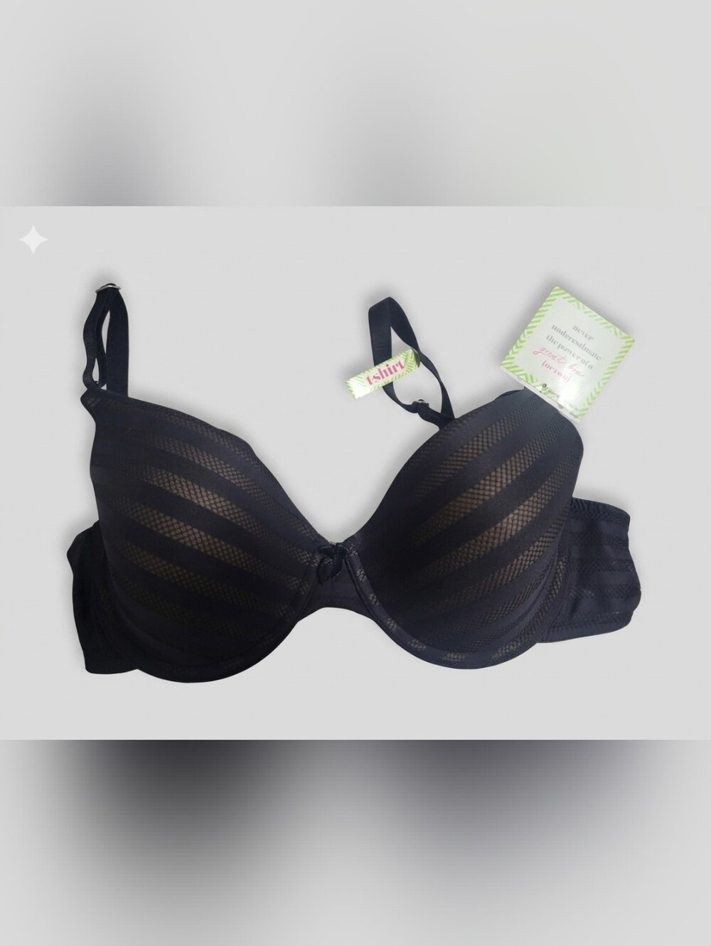 Maidenform Black Diagonal Mesh Light Support Bra
